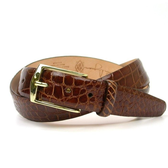 2 Buckle Brown Alligator Grain Belt by Martin Dingman