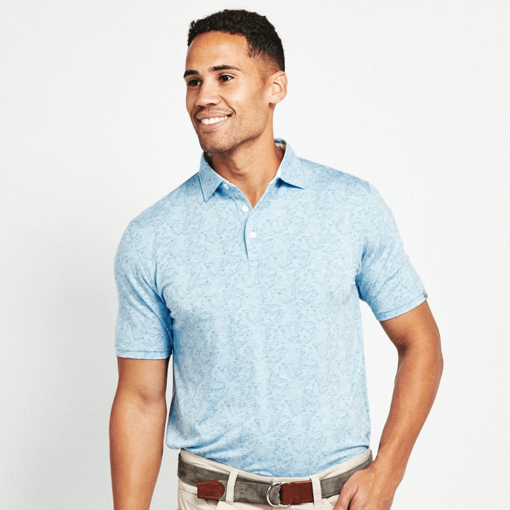 Men's Printed Dry Fit Moisture Wicking Lightweight Golf Polo