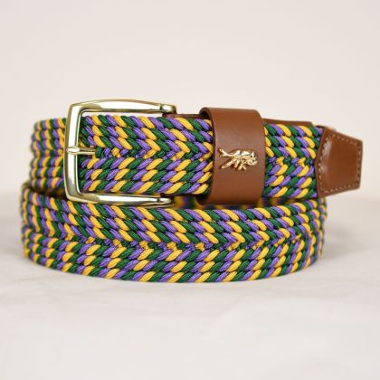 Braided rope belt with tassels, taupe & black - Mano Bello